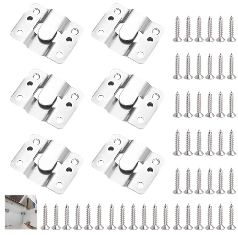 Lot de 12 supports de montage encastrés encastrés robustes avec boucle de suspension pour tête de lit, supports muraux en acier inoxydable pour miroirs, photos, cadres photo, affiches
