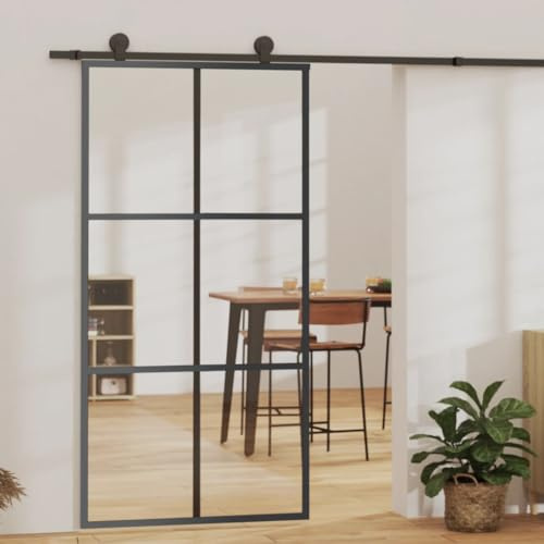 Emmtore Puerta corredera con herrajes ESG vidrio y aluminio 102x205 cm 3x2 rejillas