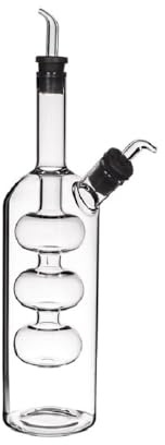 Ampolla Oliera Olio e Aceto 2in1 in Vetro per Tavola casa Dispenser Antigoccia con 2 Scomparti Capacità 25cl e 10cl,