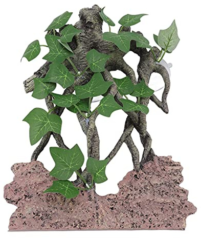 Shenprymic Reptile Climb Tree Decoration, High Simulation Aquarium Decoration, Lifelike Tree Branch with Strong Suction Cups, Naturalistic Terrarium Plant Decoration for Reptiles and Fish Tan