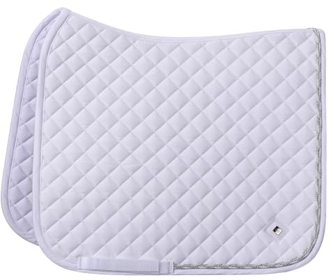Imperial Riding IRH Basic Cotton DR Dressage Saddle Cloth with Diamond Quilting, Glitter Piping and Metal Logo, White, Full