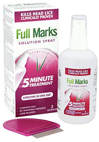 Full Marks Head Lice Solution Spray 150 ml - Fast & Effective Nit Treatment With Comb, Scalp Scrub, Prevention, Kills Nits, Easy Application, Safe For Kids, No Harsh Chemicals