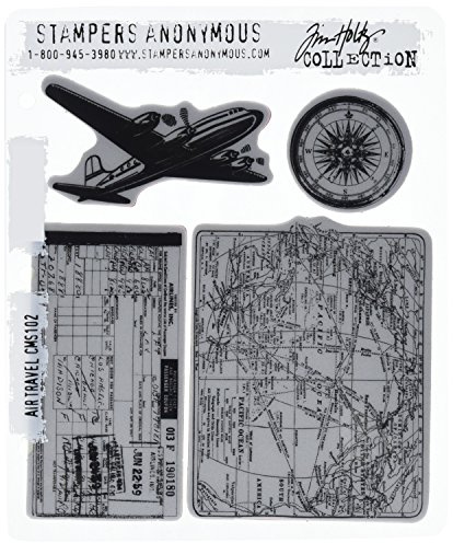 Stampers Anonymous Tim Holtz Cling Rubber Stamp Set, Air Travel