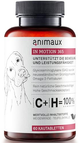 Gelenk Support für Hunde – Für Knochen, Gelenke & Knorpel – Mit Grünlippmuschel, Teufelskralle & Weidenrinde – 60 Stück – animaux In Motion 365