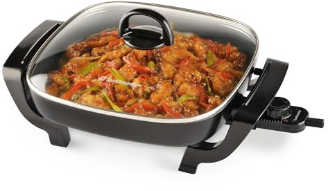 Toastmaster 12 Nonstick Electric Skillet - Deep Skillet Appliance with Glass Lid - Multipurpose Kitchen Cookware for Breakfast & More