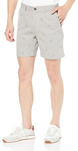 Amazon Essentials Short Chino, Coupe ajustée, 17,78 cm Homme, Gris Ananas, 34W