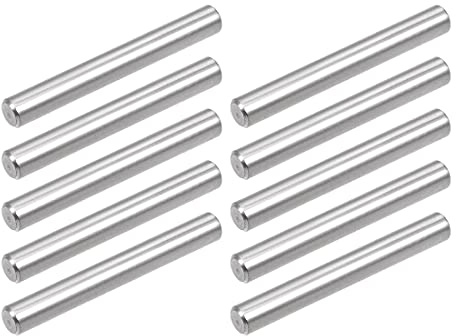 sourcing map 10 Stück 5mm x 40mm Passstift Zylinderstift Passstifte 304 Edelstahl Unterstützung für Heringe Regale Silberton