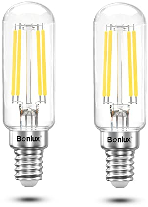 Bonlux 4W E14 LED Cooker Hood Bulb T26 Tubular Light Bulb Mini Filament Lamp Cool White 6000K 40W Halogen Replacement for Fridge/Freezer/Extractor/Cooker Hood, E14 Small Edison Screw(2-Pack)