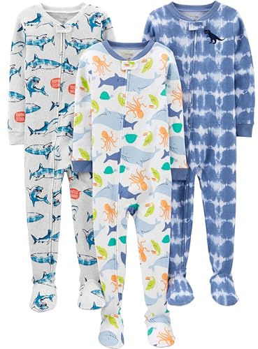 Simple Joys by Carter's Baby and Toddler Boys' 3-Pack Snug-Fit Footed Cotton Pajamas
