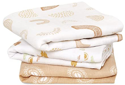 aden + anais 100% mussola di cotone, panni multiuso per bambini e bambine, 70 x 70 cm, set ideale per neonati e bambini, regalo perfetto per la doccia, confezione da 3, Keep Rising