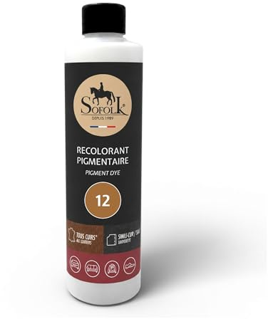 Sofolk - Vernice in pelle/similpelle per pelle abbianata, a righe, smerlato, decolorato, volante per auto, seggiolino auto, divano, scarpa, giacca e abbigliamento (500 ml, 12 marrone chiaro)