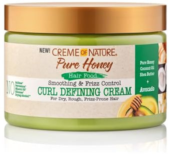 Creme of Nature, Pure Honey Hair Food Avocado, Crema Modellante con Olio di Avocado e Miele, Definisce e Nutre i Ricci, Trattamento per Capelli Ricci e Crespi, Senza Risciacquo, 326ml