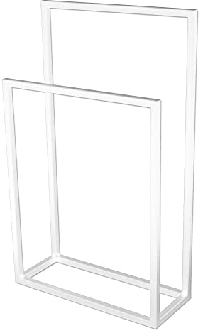 Handtuchständer Silvia Zweifach Freistehend | aus Stahl | Breite 60cm | Weiss | Handtuchhalter Stummer Diener Herrendiener Kleiderbutler Loftstil Industrial