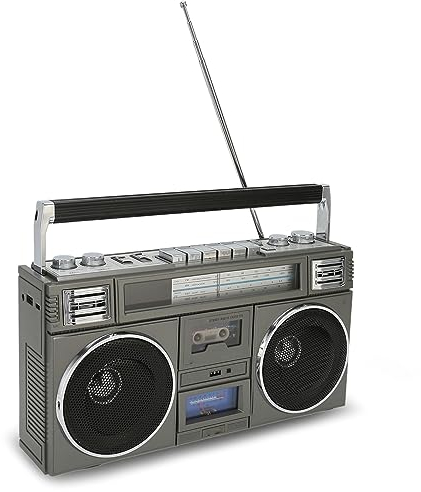 Boombox Estéreo Portátil, Grabadora Bluetooth Retro, Tarjeta de Memoria Compatible, Disco U, Carga USB, con Luces Cool Rhythm, Control Remoto