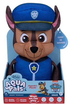 Wahu - Aqua Pals - Chase Pat' Patrouille- Jouet en Peluche Aquatique pour Enfants Dès 2 Ans - Séchage Rapide - Peluche Waterproof Etanche pour Jeu en Piscine et Baignoire - Chase Paw Patrol - 38 cm