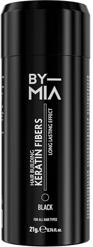 BY MIA Fibras de queratina para el crecimiento del cabello, color negro, 21 g, fibras capilares para adelgazamiento del cabello, fibra en polvo espesante, corrector de pérdida de cabello para mujeres