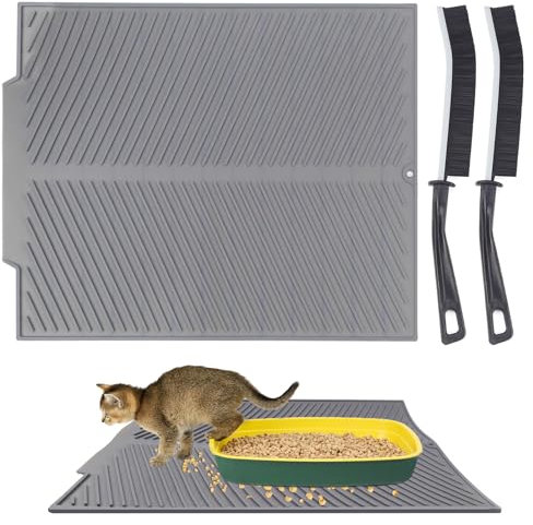 Katzenklo Matte Katzenstreu Matte 41x50.9cm Wasserdichte Katzenmatte Katzenklo Katzentoilette Matte Katzenklo Vorleger Katzenstreumatte Grau Cat Litter Mat