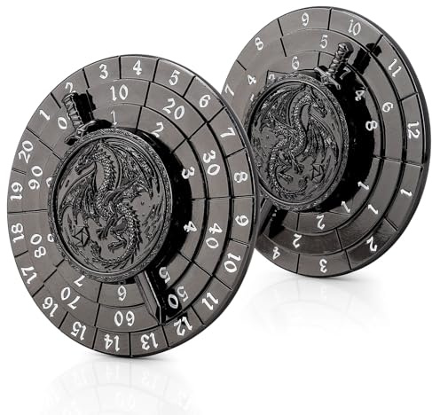Haxtec Spinner Würfel 7-in-1 Metall DND Würfel Set - Einzigartige Würfel Spinner in Schwarz für D&D, MTG, RPG & Gaming