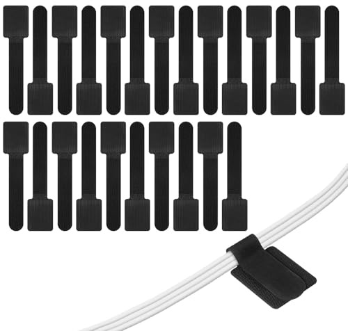 URAQT 24 Pezzi Fascette Riutilizzabili, 15cm Stringicavo Regolabili, Cinghie Fermacavi per Cable Management, Organizzatore Cavi per la Gestione dei Cavi in Casa, Ufficio, Giardino e Altro- Nero