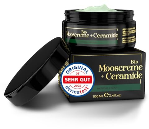 BIO Moossalbe gegen Falten hochdosiert 100ml • mit MossCellTec™, Ceramiden und Hyaluronsäure • +Sheabutter +Vitamin E • Vegan • hochwirksamer Moosextrakt in einzigartiger Transportmatrix • Anti Aging