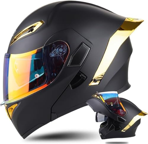 Caimcie Casque de Moto modulable à l'avant, Compatible Bluetooth, Casque de Moto intégral avec Double visière, homologué Dot/ECE, mentonnière, pour Hommes et Femmes M,L=59-60cm