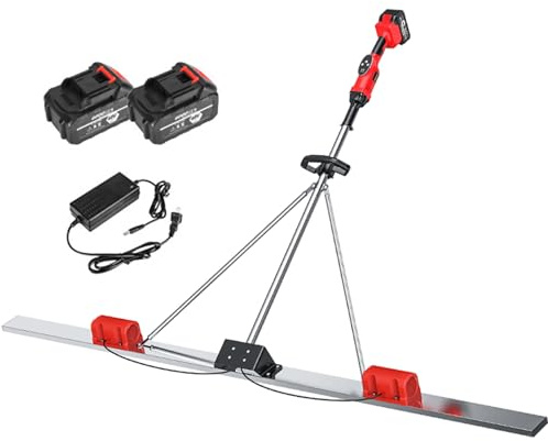 LADECNERHT Massetto in Calcestruzzo Potente, Strumento di Finitura Liscia per Massetto in Cemento Senza Fili, Strumento di Livellamento Vibrante per Calcestruzzo, Doppio Motore Brushless 2m