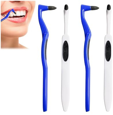 Tartar Remover for Teeth,4 PCS Plaque Remover for Teeth Cleaning Kit,Tooth Polishing Tooth Cleaning Stain Remover (White & Blue)