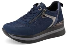 QUEEN HELENA Zapatillas de deporte con cremallera lateral para mujer X33-23, navy, 35 EU