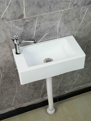 Lavandino rettangolare 40 x 20 x 11 cm in resina PP lavabo ad angolo per lavanderia garage bagno WC singolo rubinetto acqua fredda incluso