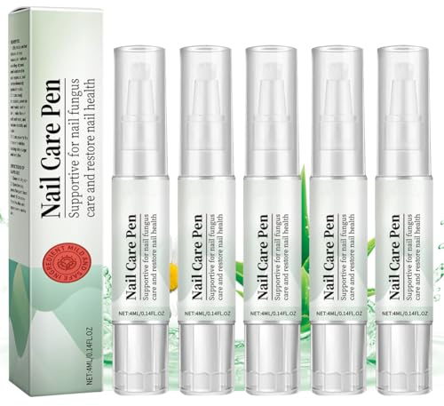 5 stycken nagelvårdspenna, nagelolja, nagelsvamp, nagelvårdspenna, nagelsvamppenna, nagelbehandlingspenna för fingernaglar och tånaglar med teeträdolja & aloe vera, födda nageltillväxt