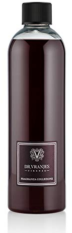 Dr. Vranjes - Recarga de Rosso Nobile 500 ml con Varillas Negras – Recarga difusor, Fragancia de habitación de lujo, Made in Italy, Aroma principal: Afrutada