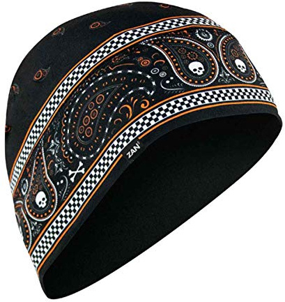 Zanheadgear® Helmet Liner/Beanie SportFlex® Series Black & Orange Classic Bandana
