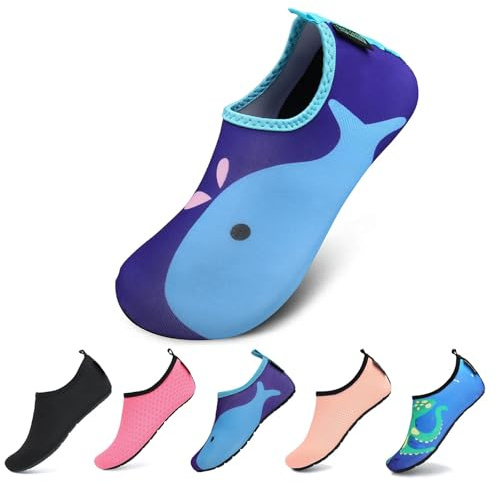SAGUARO Sommer Badeschuhe Schnell Trocknend Amphibisch Wasserschuhe rutschfeste Schwimmschuhe Outdoor Sport Strandschuhe,Delphin Blau,34/35