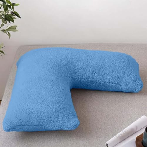 EGYPTO V Shaped Pillowcase Teddy Fleece – Polyester Fleece V Cushion Cover - Super soft, Luxurious, Decorative for Living Room & Bedroom Teddy Bear Pillowcase (Size: 30cm x 78cm approx, Baby Blue)