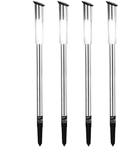Deuba 4x Luci solari LED per giardino sensore accensione automatica bianco caldo illuminazione percorso lampade solari