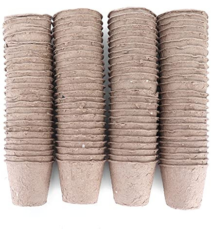 Pots de Tourbe, Paquet de 100 Pots de Démarrage pour Plantes Ronds de 6 Cm, Plateaux de Semis, Pots à Planter Biologiques