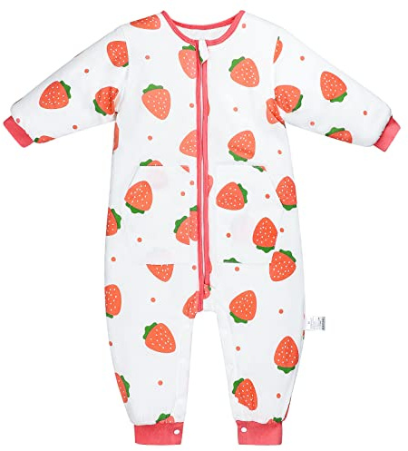 FLYISH DIRECT Saco de Dormir con pies - Saco de Dormir de 2,5 TOG para bebés en Invierno, Saco de Dormir de algodón para bebés con Patas, Saco de Dormir Suave para bebés en Invierno, S/66cm