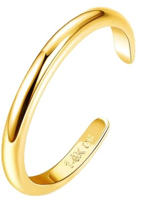 Roheafer Anillos de Oro de 14K para los Dedos de los Pies Anillos Ajustables para Mujere Anillos Delgados Anillo Abierto Joyas de playa para pies