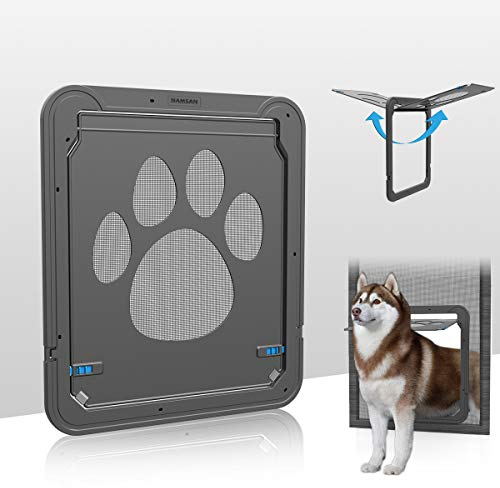 Enjoying Haustierklappe Fliegengittertür 31 x 36 cm Innentürgröße, Hundegittertür mit Ersatz-Magnetklappe, Abschließbare Hundegittertür für Katzen, Hunde