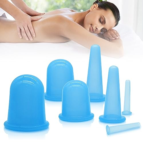 Juego De Terapia De Ventosas De Silicona, Juego De Ventosas Faciales De 7 Piezas, Terapia De Ventosas, Ventosas De Silicona Copa Anti Celulitis para Masaje, Ventosas Al Vacío, Ventosas De Celulitis