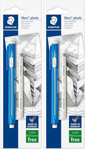 STAEDTLER 528 50BKDA. Portagomas para papel y papel vegetal. Paquete con una unidad de goma de recarga. (Paquete de 2)