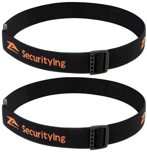 SecurityIng elastiskt pannband justerbar strålkastarrem passar för 22 mm – 26 mm ficklampa strålkastarhållare (2 st)