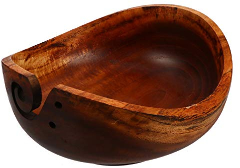 VAKUUM 1 soporte de cuenco de hilo de madera hecho a mano para tejer lana, cesta de almacenamiento en forma de barco, soporte de hilo de lana para tejer y ganchillo