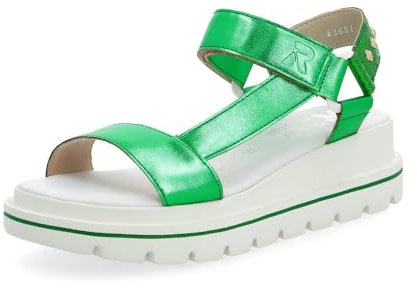 Rieker Evolution Damen Plateausandalen W1651, Frauen Sandalen,Dicke Sohle,bequem,Sommerschuhe,Freizeitschuhe,offene Schuhe,grün (52),41 EU / 7.5 UK