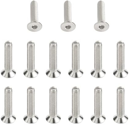 15 tornillos M8, accesorios de armario, tornillos de acero inoxidable, tornillos hexagonales interiores, tornillos de cabeza avellanada para máquinas, pernos M8, tornillos roscados reversibles,