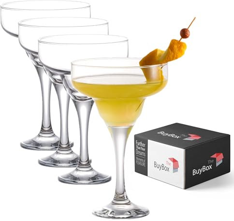 GOSOYO Verres Margarita (300 ml/10.1 oz), Verres à Cocktail, Martini, Verre à Martini Espresso en Cristal, Verrerie à Longue Tige (4 Pcs (300ml))