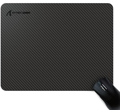 ATTACK SHARK CM04 Carbon Fiber Gaming Mouse Pad,Esports Mouse Mat G240,Durable Non-Slip Natural Rubber Base,High Temperature Resistant & Waterproof Desk Mat for Gamer/Desktop/Office/Home(360x280mm)