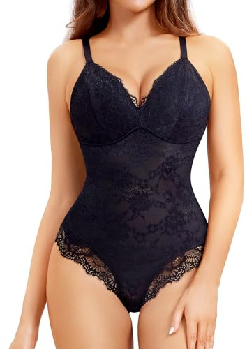 Junlan Body Contenitivo Modellante Donna Pancia Piatta Guaina Contenitiva Intimo Snellente Shaper Bodysuit (Nero,L)