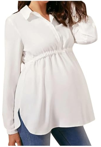 Premamá Tops Camisas de Lactancia Materna de Manga Larga para Mujeres Blusa cómodo Camiseta Color sólido Ropa Premamá de Enfermería Primavera Verano Regalo Durante el Embarazo