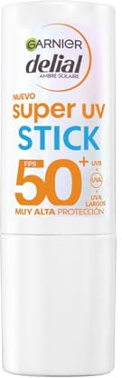 Garnier Delial Super UV Stick Antioxidante e Hidratante con [Vitamina E]. Muy Alta Protección FPS 50+. Acabado invisible. No graso. 9 ml